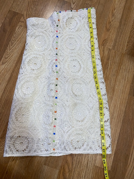 Zara Cream Crochet Mini Dress with Colorful Side Trim - Picture 5 of 9